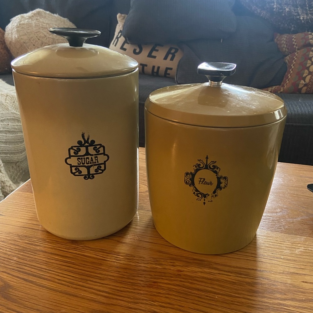 2 Vintage West Bend Aluminum Canisters with Lids